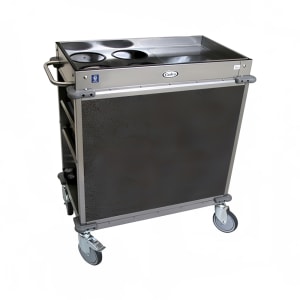 516-BC2L3 Mobile Beverage Service Cart w/ (2) Shelves & (2) Drawers - Stainless Steel/Gray Laminate