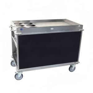 516-BC3L4 Mobile Beverage Service Cart w/ (2) Shelves & (4) Drawers - Stainless Steel/Navy Laminate