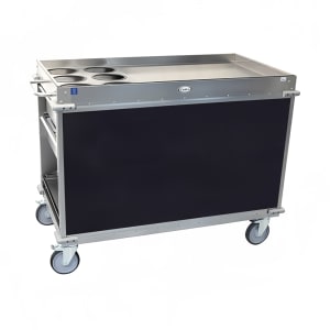 516-BC3L7 Mobile Beverage Service Cart w/ (2) Shelves & (4) Drawers - Stainless Steel/Purple Laminate