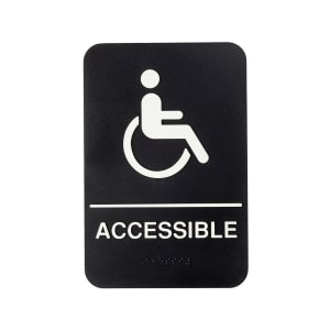 229-11675 6" x 9" Accessible Sign - Braille, White on Black