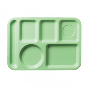028-61409 Plastic Rectangular Tray w/ (6) Compartments, 13 7/8" x 9 7/8", Green