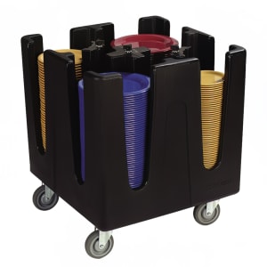 028-ADS403 29" Mobile Small Dish Caddy w/ (4) Columns - Plastic, Black