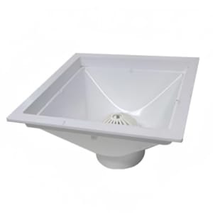 065-394708 9" Square Endura® Standard Floor Sink - 4" Hub, PVC, White