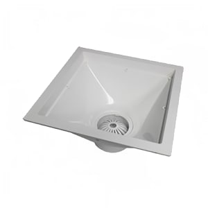 065-394718 9" Square Endura® Standard Floor Sink - 3" Hub, PVC, White