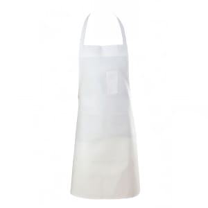 094-600BAW Bib Apron, Poly/Cotton Blend, Pencil Pocket, 34" x 34", White