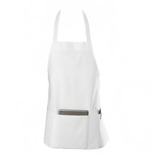 094-602BAFHWH Bib Apron, Twill Blend, 25" x 28", 3 Pocket, White