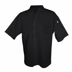 094-CS006BKS Poly Cotton Blend Cook Shirt, Small, Pocket, Short Sleeve, Black