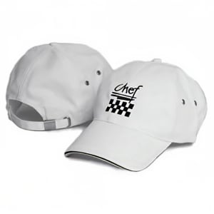 094-H063WH Chef Cotton Baseball Cap, Adjustable Strap, White