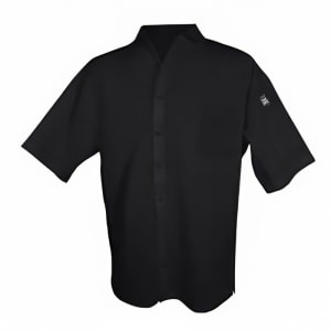 094-CS006BK2X Poly Cotton Blend Cook Shirt, 2X, Pocket, Short Sleeve, Black