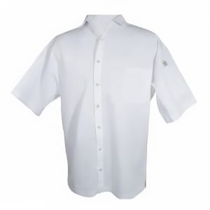094-CS006WHL Poly Cotton Blend Cook Shirt, Large, Pocket, Short Sleeve, White