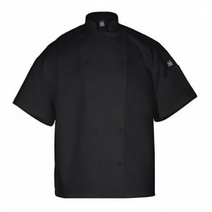 094-J005BK5X Poly Cotton Blend Chef Jacket, Short Sleeve, 5X, Black