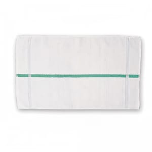 094-HTI15GS White Terry Cloth Bar Towel w/ Green Stripes, 15" x 25"