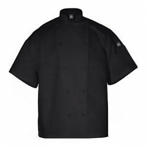 094-J005BK3X Poly Cotton Blend Chef Jacket, Short Sleeve, 3X, Black