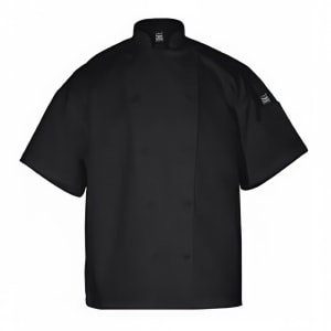 094-J005BK4X Poly Cotton Blend Chef Jacket, Short Sleeve, 4X, Black