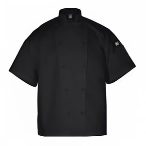 094-J005BKXS Poly Cotton Blend Chef Jacket, Short Sleeve, X-Small, Black