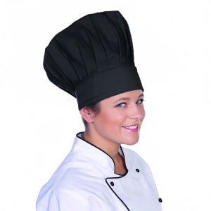 094-H400BK Chef Hat, 13", Heavyweight Poly/Cotton Blend, Adjustable, Black