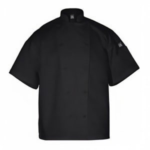 094-J005BK2X Poly Cotton Blend Chef Jacket, Short Sleeve, 2X, Black