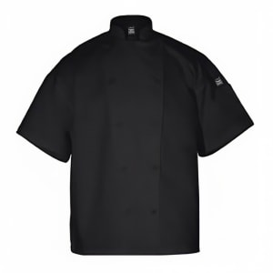 094-J005BKXL Poly Cotton Blend Chef Jacket, Short Sleeve, X-Large, Black
