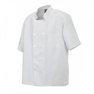 094-J105L Twill Chef Coat, Double Breasted, Short Sleeve, White, Large