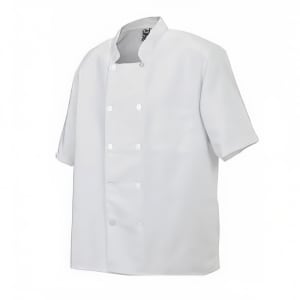 094-J105M Twill Chef Coat, Double Breasted, Short Sleeve, White, Medium