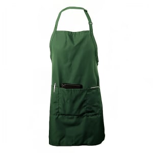 709-601BAO3HG 3 Pocket Bib Apron w/ Adjustable Neck Strap - 28" x 30", Twill, Hunter Green