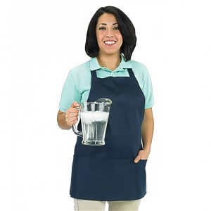 709-602BAFHRB 3 Pocket Bib Apron w/ Adjustable Neck Strap - 28" x 25", Twill, Royal Blue