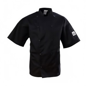 709-J109BK3X Chef's Jacket w/ Short Sleeves - Poly/Cotton, Black, 3X