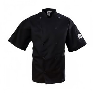 709-J109BKL Chef's Jacket w/ Short Sleeves - Poly/Cotton, Black, Large
