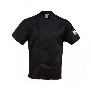 709-J205BK2X Chef's Jacket w/ Short Sleeves - Poly/Cotton, Black, 2X