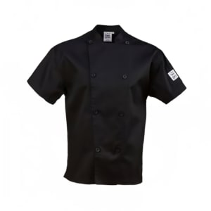709-J205BKS Chef's Jacket w/ Short Sleeves - Poly/Cotton, Black, Small