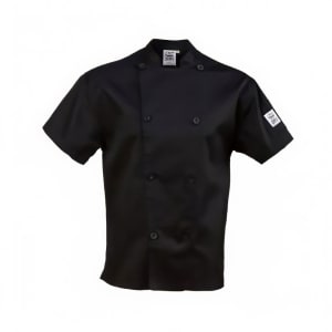 709-J205BKM Chef's Jacket w/ Short Sleeves - Poly/Cotton, Black, Medium