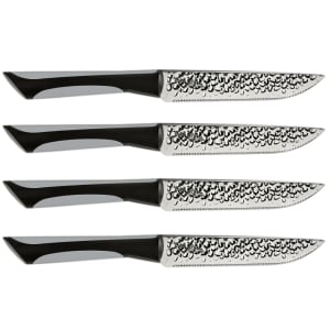 194-AB7075 4 Piece Steak Knife Set w/ Black Soft-Grip Handles, Stainless Steel Blades