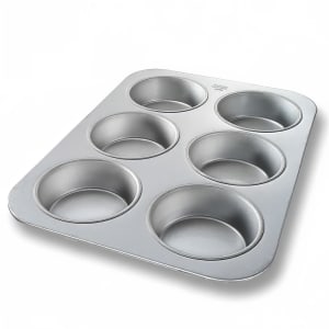 225-44305 Oversized Jumbo Muffin Pan, Makes (6) 4 1/4" Cakes, AMERICOAT Glazed 26 ga Aluminized Steel