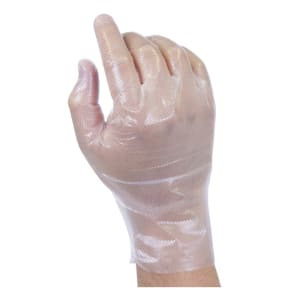 417-674388 Gripgards Disposable Polyethylene Hybrid Gloves - Powder Free, Clear, Large