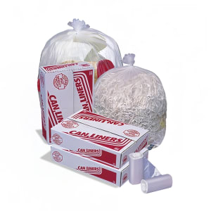 418-424433 60  gal HD Mini-Rolls Trash Can Liner Bags - 60"L x 38"W, HDPE, Clear