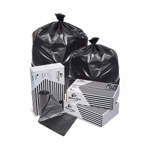 418-601861 60  gal Black Star Trash Can Liner Bags - 58"L x 38"W, LDPE, Black