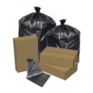 418-561125 56 gal EcoStrong Trash Can Liner Bags - 47"L x 43"W, LDPE, Black