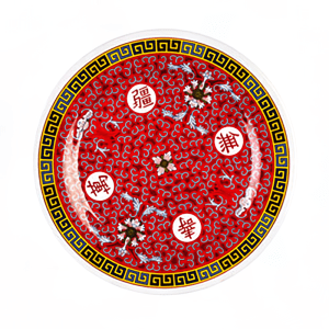 438-1006TR 6" Round Longevity Plate - Melamine, Red/White