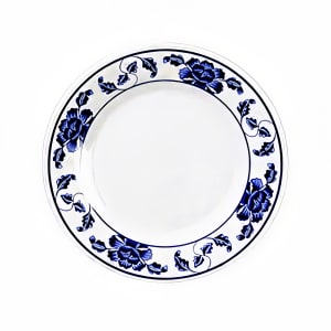 438-1007TB 6 7/8" Round Lotus Plate - Melamine, White/Blue