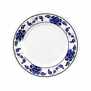 438-1009TB 9 1/8" Round Lotus Plate - Melamine, White/Blue