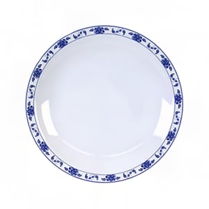 438-1015TB 14 3/8" Round Lotus Plate - Melamine, White/Blue