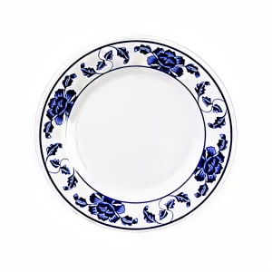 438-1013TB 12 5/8" Round Lotus Plate - Melamine, White/Blue