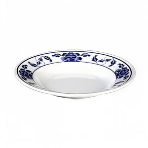 438-1109TB 9 1/4" Round Lotus Soup Plate - Melamine, White/Blue