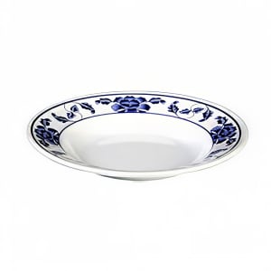 438-1110TB 10 3/8" Round Lotus Soup Plate - Melamine, White/Blue