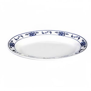 438-2109TB 9" x 6 3/4" Oval Lotus Platter - Melamine, White/Blue