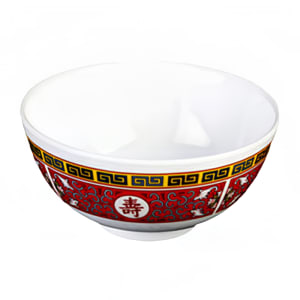438-3004TR 12 oz Longevity Rice Bowl - Melamine, Red/White