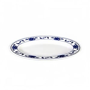 438-2014TB 14" x 10" Oval Lotus Platter - Melamine, White/Blue
