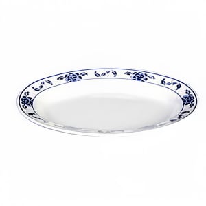 438-2113TB 13" x 9 3/4" Oval Lotus Platter - Melamine, White/Blue