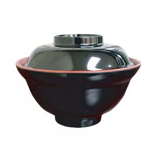 438-3223JBR 16 oz Round Melamine Soup/Rice Bowl, Red/Black
