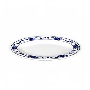 438-2016TB 16" x 11 5/8" Oval Lotus Platter - Melamine, White/Blue